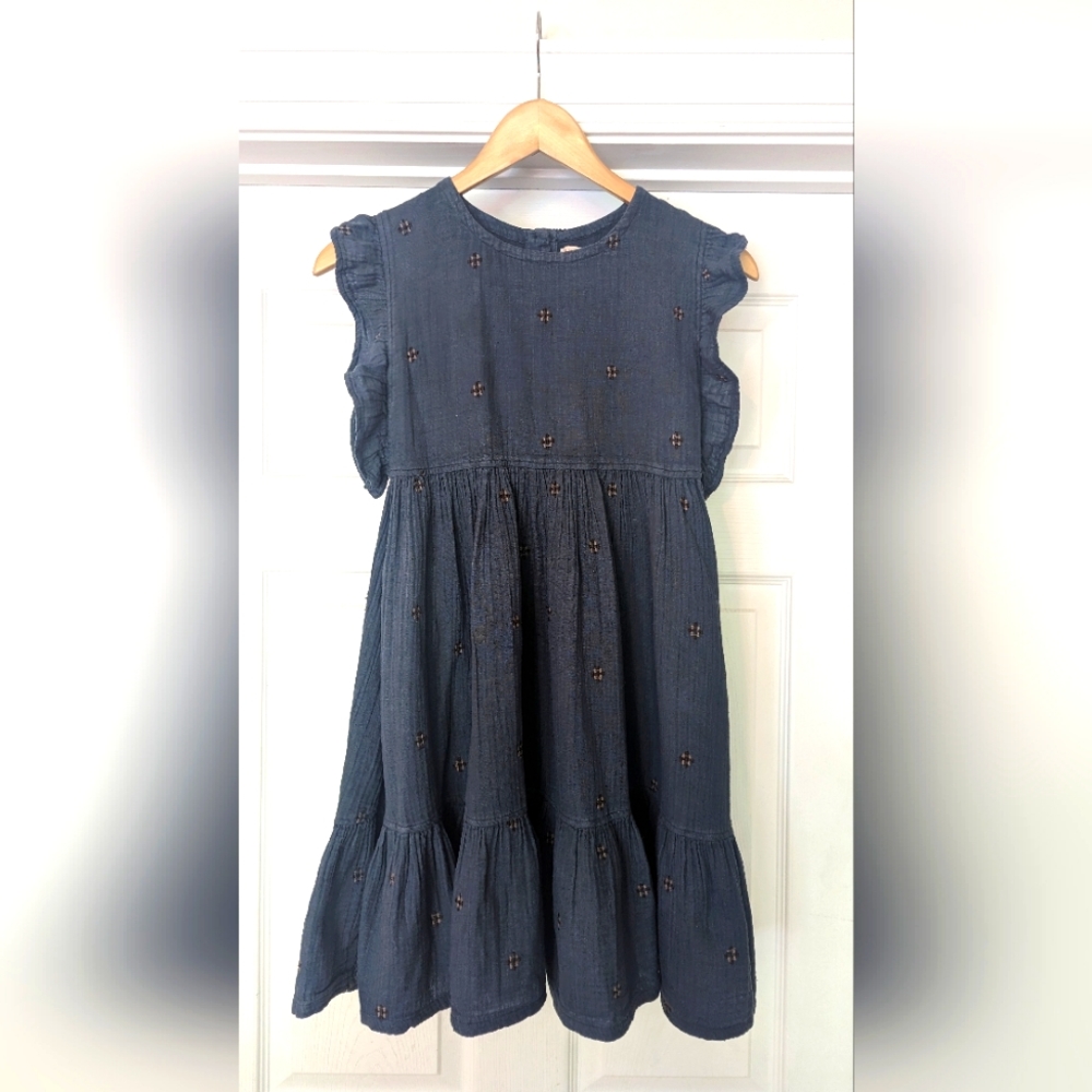 Pink Chicken Blue Slate Flutter Dress